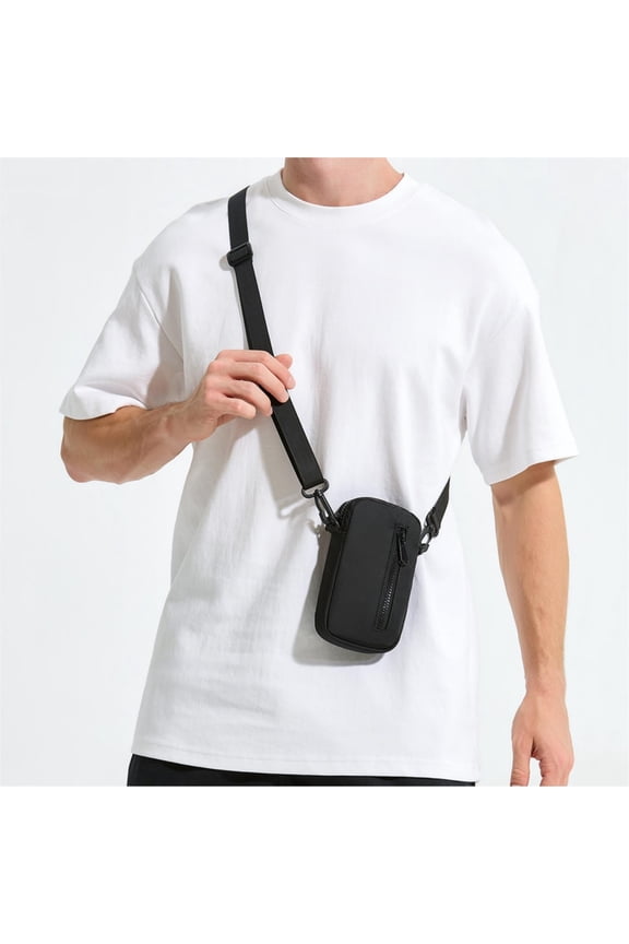 Crossbody Backpack Men Watertight Nylon Sling Bag, Reversible Shoulder Strap Chest Pack for Travel, Lightweight Compact Daypack with Headphone Port, Outdoor Messenger Bag for Cycling Walking Commute