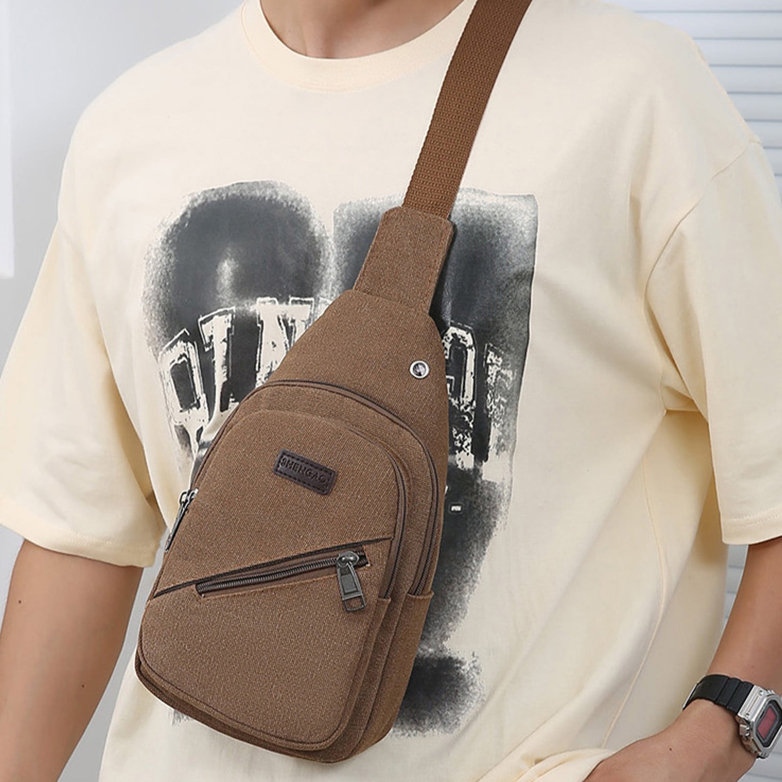 Crossbody Backpack With Usb Hole, With Headphone Hole Strap Backpack