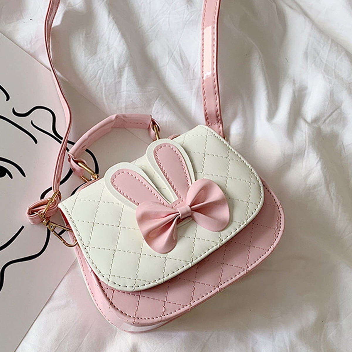 Kawaii Zipper Crossbody Bag, Cute Multifunctional Handbag With