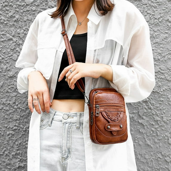 Crossbody Bag under $5! CQCYD Women Crossbody Bag Small, Vintage Leather Purse, Phone Crossbody Purse, Fashion Shoulder Bag, Ladies Handbag for Everyday Use
