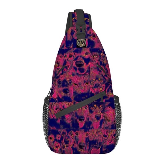 Crossbody Bag for Men and Women - Unisex - All Ages - The Merch by SIMA Visual Arts - Club 99 (Dark red/Dark blue)