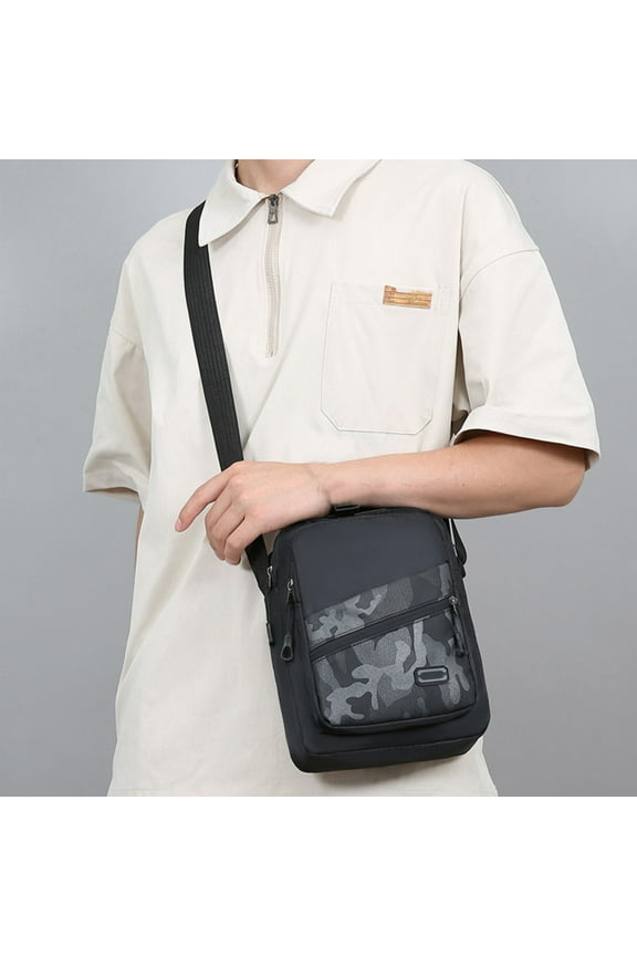 Crossbody Bag, Czzoypi Camouflage Large Capacity Waterproof Shoulder Bag, Adjustable Strap Multi Pocket Casual Sling Bag for Travel Work, Black