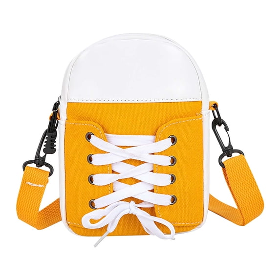 Crossbody Bag Handmade Patchwork, Usupdd Canvas Shoulder Bag Novelty Gift, Adjustable Strap Shoe Shaped Purse for Travel Shopping, Yellow