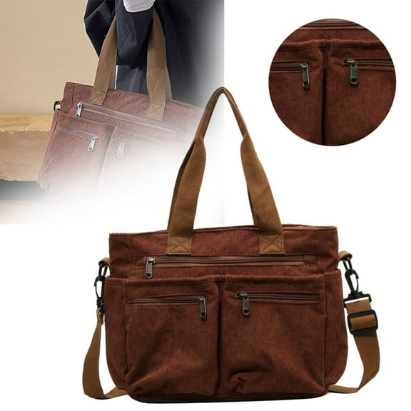 Crossbody Bag Is Brown|Solid Color Corduroy Tote Bag Large Capacity Crossbody Bag Vintage Casual Shoulder Bag Messenger Handbag For Woman
