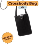 DIY Leather Crossbody Bag Kit for Beginners   Make Your Own Handmade Leather Purse   Pre-Cut Leather Craft Kit with Tools   Black