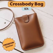DIY Leather Crossbody Bag Kit for Beginners   Make Your Own Handmade Leather Purse   Pre-Cut Leather Craft Kit with Tools   Saddle Brown