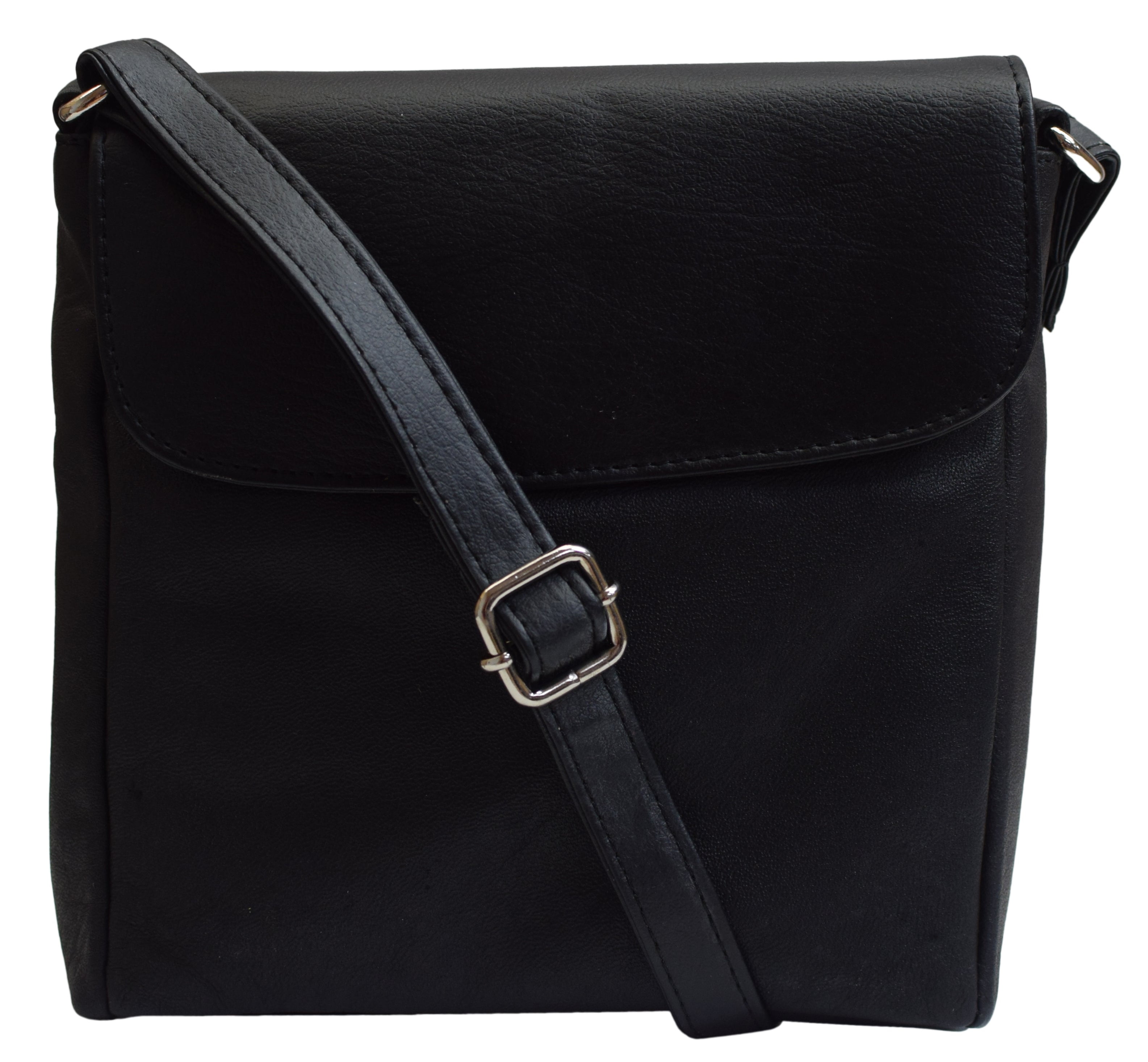 Crossbody Bag Leather Black Women's Purse Handbag Ladies Shoulder Bag ...
