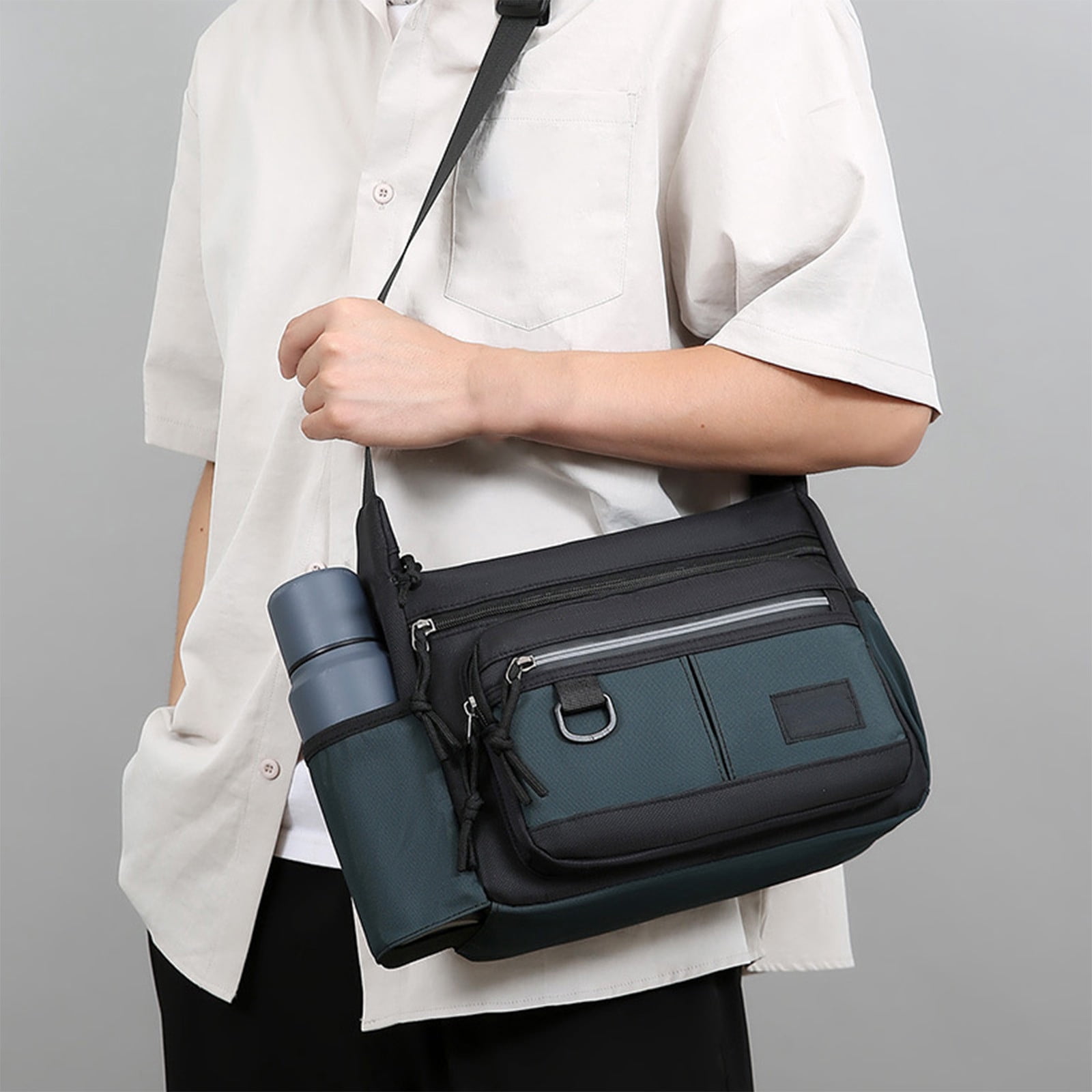crossbody messenger travel organizer shoulder bag 8 x 9 Mens Canvas Bag for Women Multi-pocket Purses Satchel Work Handbag Bag Perfect for traveling Away Mini Crossbody in Jet