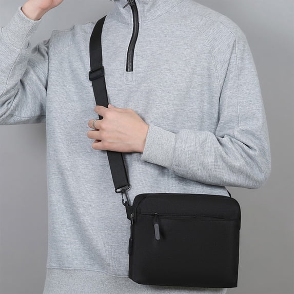 Crossbody Bag Men's Nylon Material Chest Bag,Versatile Shoulder Backpack for Outdoor Sports,Lightweight Messenger Bag with Multiple Compartments and Adjustable Strap for Travel,Hiking-Black