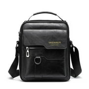 Crossbody Bag Mens Shoulder Bag Vintage Leather Vertical Hand Business Mens Casual Leather Bag Satchel Bag for Men Father and Anniversary10.21*8.66,Black