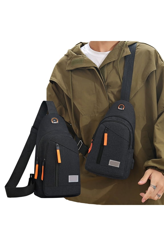 Crossbody Bag Men’s Waterproof Chest Backpack | Lightweight Cloth Shoulder Sling | 12 in Spacious Outdoor Travel Messenger