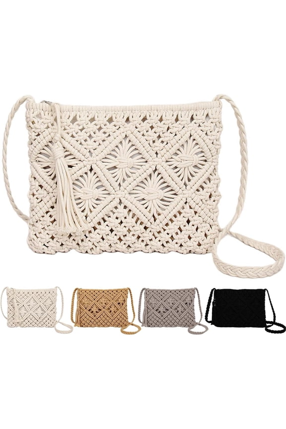 Crossbody Bag Purse For Women Bohemian Bag Woven Crochet Purse For Summer Beach Travel Clutch Handbag