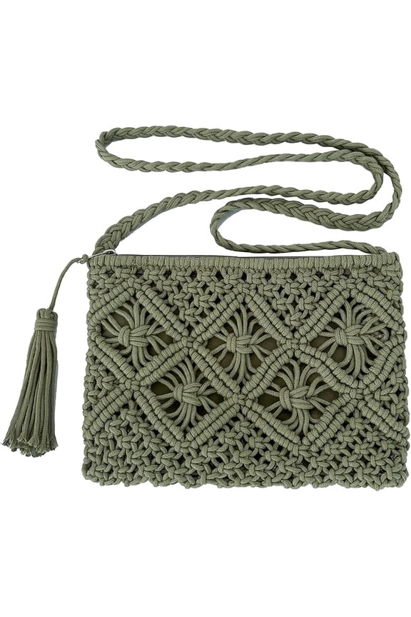 Crossbody Bag Purse For Women Bohemian Shoulder Bag Woven Crochet Purse For Summer Beach Travel Clutch Handbag