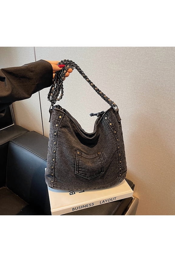 Crossbody Bag Shoulder Bag Hobo Bag for Women with Sewing Line Detail, Denim Material, Large Capacity, Adjustable Strap, Multiple Compartments, Casual Style for Daily Commute, Office, Shopping, and W