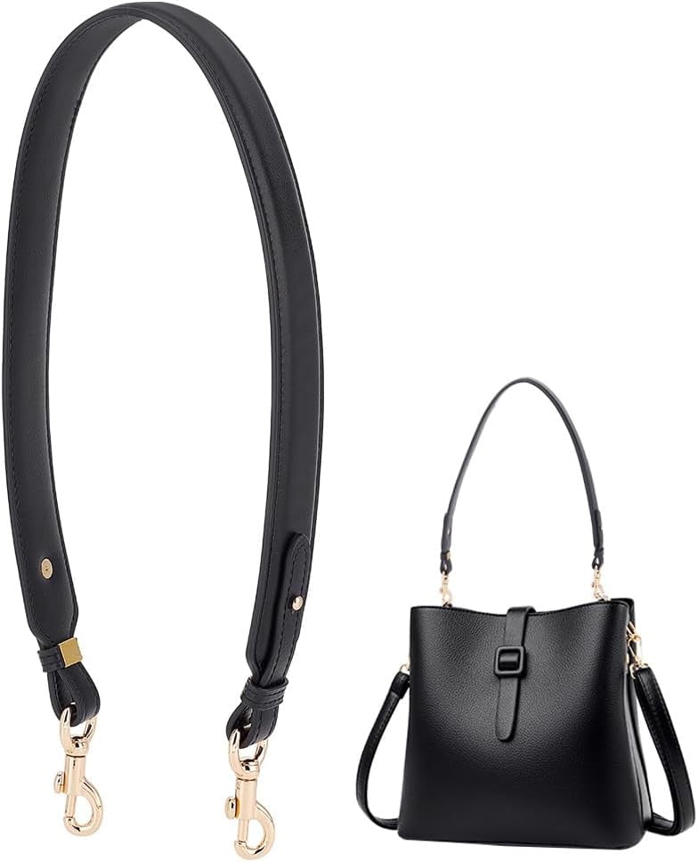 Crossbody Bag Straps 28.5Inch Short Bag Strap Purse Strap 1.4Inch Wide Leather Replacement Shoulder Strap with Golden Metal Clasps