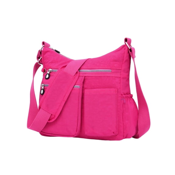 Crossbody Bag, Stylish Versatile Nylon Cloth Bag, Multi Compartment Medium Capacity Casual Shoulder Bag for Travel Shopping Running, Red