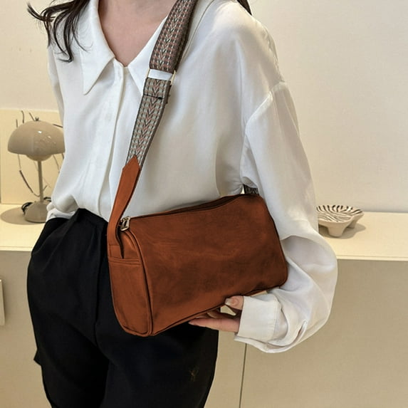Crossbody Bag,Unisex Shoulder Bag,Vintage Wide Strap Satchel,Large Capacity Leather Bag,Fashion Casual Messenger Bag,Travel Shopping Bag,Phone Wallet Purse Holiday Gifts