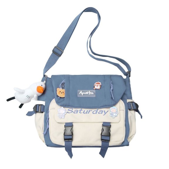 Crossbody Bag Versatile School Book Bag Trendy Large Capacity Messenger Bag