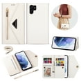 thumbnail image 1 of Crossbody Bag Wallet Case for Samsung Galaxy S25 Ultra,for Women Men,Luxury PU Leather Zipper Pocket Magnetic Buckle Flip Stand Card Slots Purse Phone Case with Shoulder & Wrist Strap,White, 1 of 9