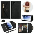 thumbnail image 1 of Crossbody Bag Wallet Case for Samsung Galaxy S25 Ultra,for Women Men,Luxury PU Leather Zipper Pocket Magnetic Buckle Flip Stand Card Slots Purse Phone Case with Shoulder & Wrist Strap,Black, 1 of 9