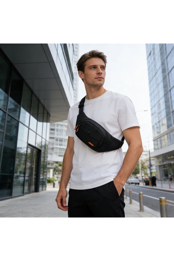 Crossbody Bag - Water Resistant Bum Bag with Adjustable Buckle Strap for Men Women,Zipper Pockets Waist Fanny Pack for Hiking/Travel & Outdoor Activities(Black）
