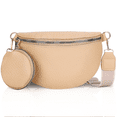thumbnail image 1 of Crossbody Bag Women, Bum Bag Women PU Leather with Wallet, Modern Bags with Wide Shoulder Strap, Small Shoulder Bag with Zipper and Interchangeable Shoulder Strap for Travel-Khaki, 1 of 5