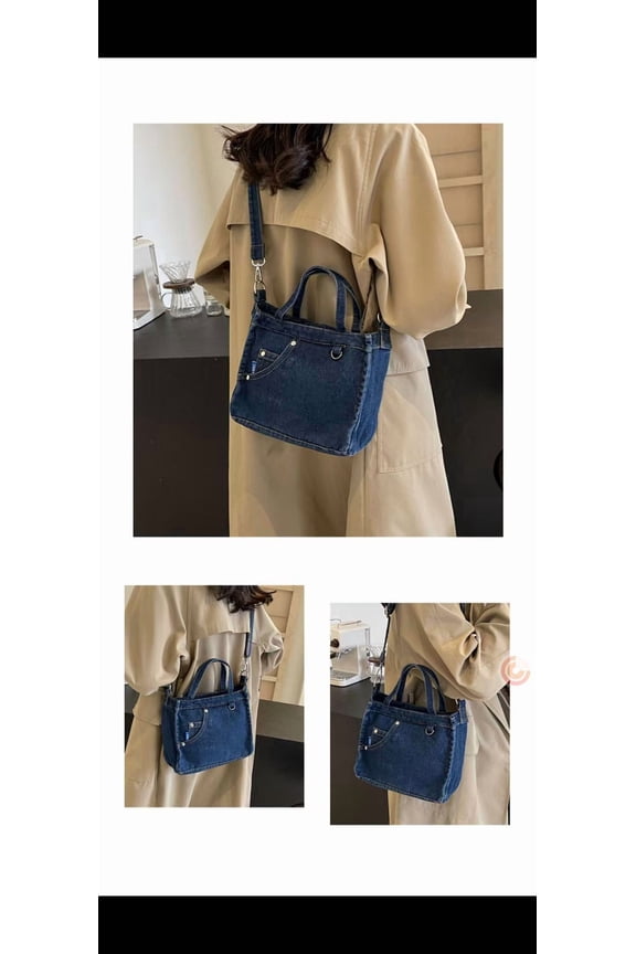 Crossbody Bag for Women Shoulder Bag Small Square Bag Young Women Denim Adjustable Strap Multiple Compartments Urban Minimalist Daily Commute Travel Shopping (Dark Blue)