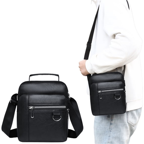 Crossbody Bag, ZzCityTK Premium Textured Leather Shoulder Bag Adjustable Strap, Lightweight Spacious PU Leather Handbag for Travel Work Daily Essentials, Black
