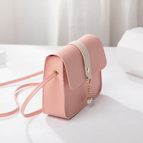 Crossbody Bag for Girls PU Leather Girls Purse Small Shoulder Bag with Pendant Purse for Girls 10-12 Girls Purses Age 8-10