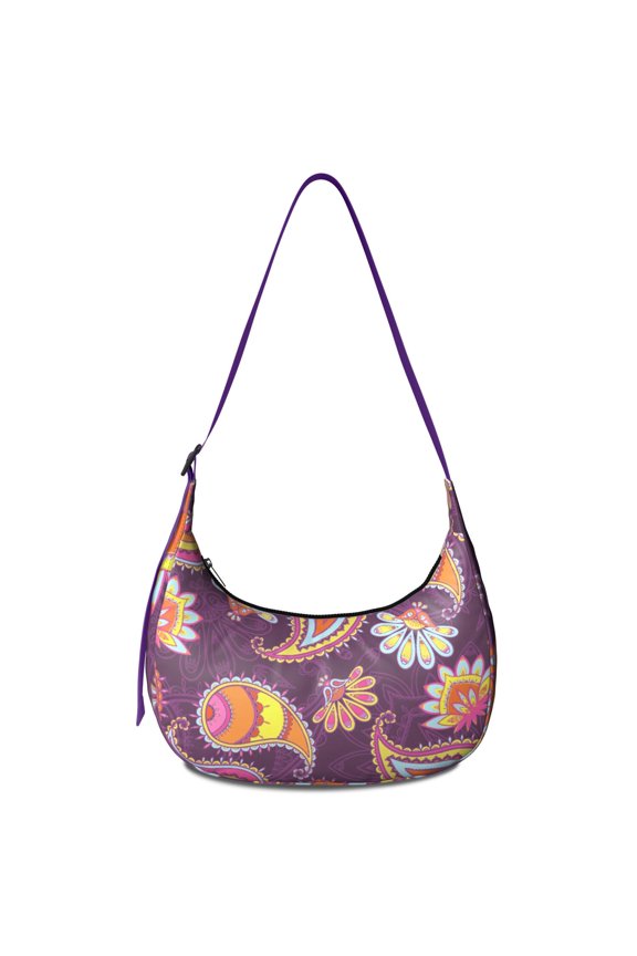 Crossbody Bag for Women Adjustable Strap Lightweight Nylon Vintage Paisley Boho Floral Artistic Pattern Small Purse Travel Work Outdoor