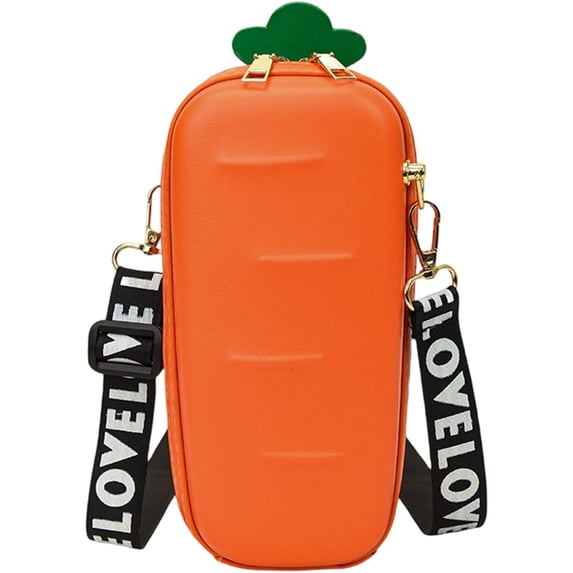 Crossbody Bag for Women, Carrot Fruit Shaped Shoulder Bag Purse with Removable Wide Strap Pu Leather Crossbody Bucket Bag Sports Bag for Daily Use