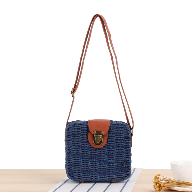 Crossbody Bag for Women, Gmyle Straw Weave Shoulder Handbag Bucket Bag Mini Fashion Spring Summer Travel Beach, Gift for Mother Wife Girlfriend