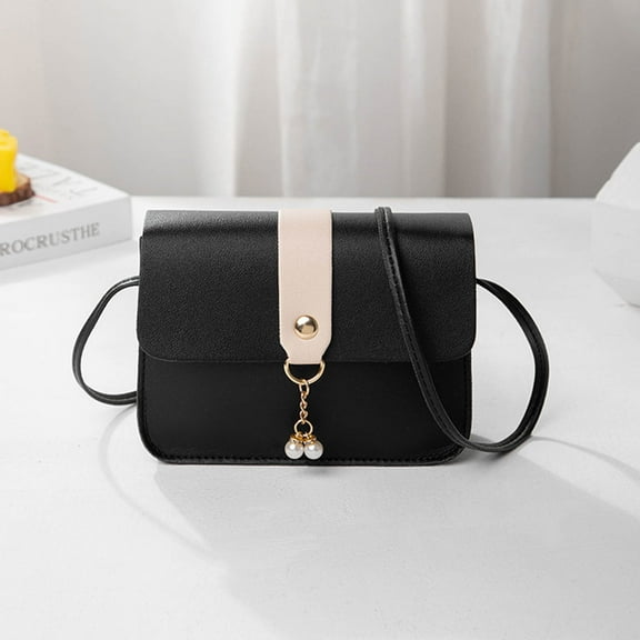 Crossbody Bag for Women, Leather Handbag Small Flap Shoulder Bags with Pendant, Messenger Bag Mobile Phone Bag for Work Shopping Outdoor