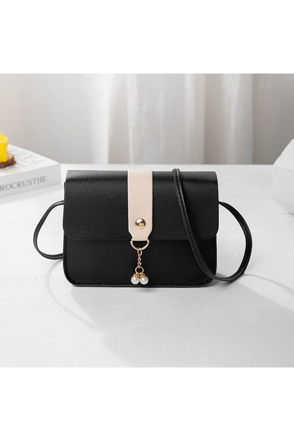 Crossbody Bag for Women, Leather Handbag Small Flap Shoulder Bags with Pendant, Messenger Bag Mobile Phone Bag for Work Shopping Outdoor