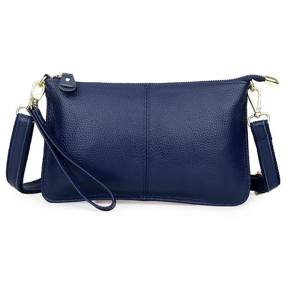 Soft slouchy navy blue leather shoulder bags for ladies