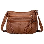 Crossbody Bag for Women Multi Pocket Nylon Shoulder Bag Handbag Purse Trendy Messenger Bags for Travel Brown