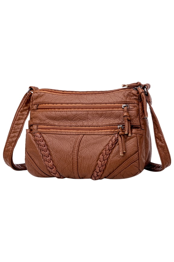 Crossbody Bag for Women Multi Pocket Nylon Shoulder Bag Handbag Purse Trendy Messenger Bags for Travel Brown