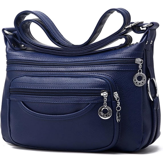 Crossbody Bag for Women Multi Pocket PU Leather Shoulder Handbag Large Capacity Lightweight Purse for Daily Use