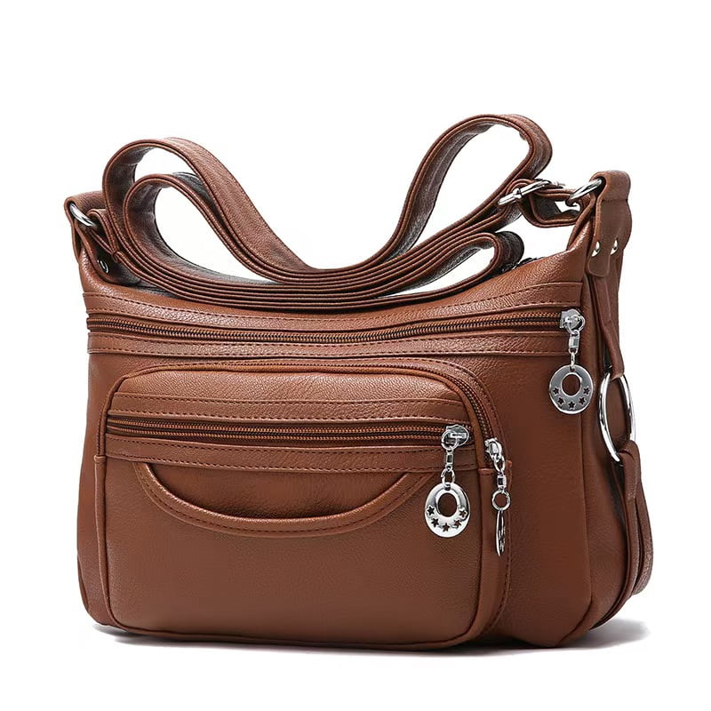 Crossbody Bag for Women Multi Pocket PU Leather Shoulder Handbag Large Capacity Lightweight Purse for Daily Use