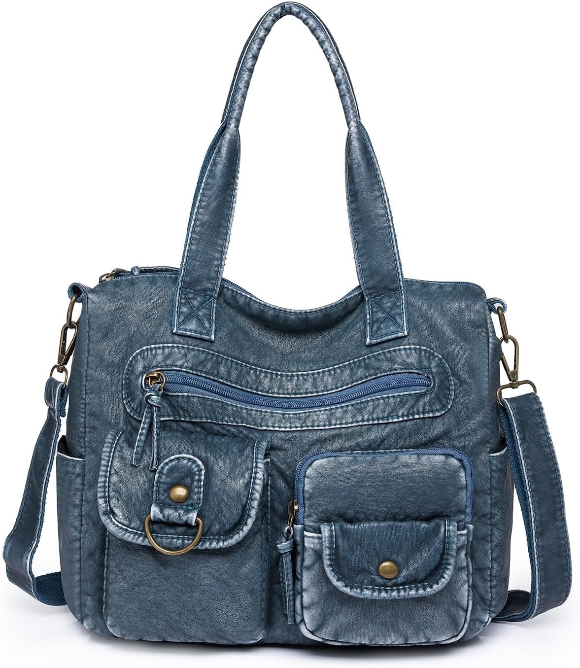 Crossbody Bag for Women Multi Pocket Shoulder Bags Medium Travel Purses Ultra Soft Washed Leather