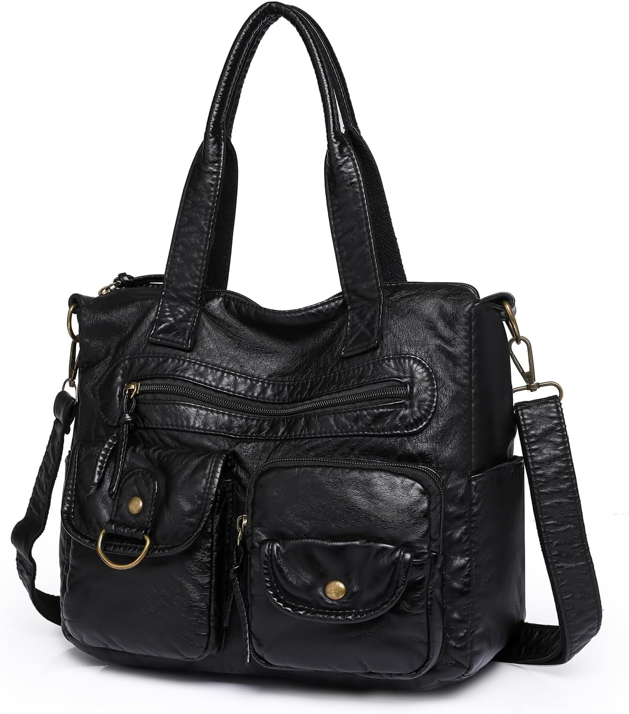 Crossbody Bag for Women Multi Pocket Shoulder Bags Medium Travel Purses Ultra Soft Washed Leather