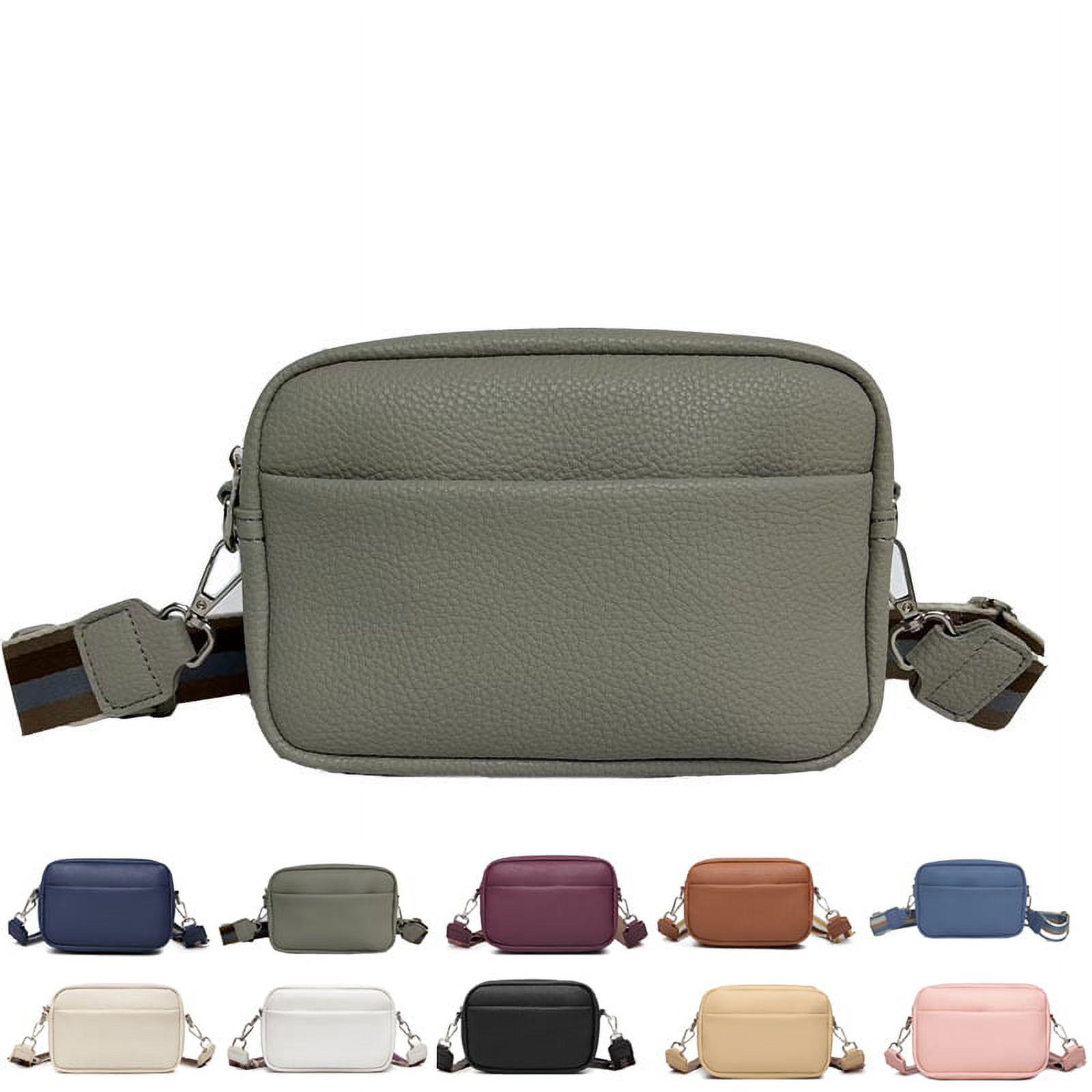 Crossbody Bag for Women PU Leather Wide Strap Shoulder Bag Purse Trendy Design Camera Crossbody