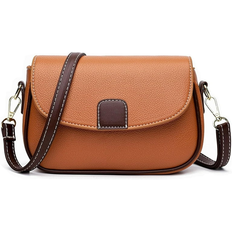 Crossbody Bag for Women Small Leather Classic Style Shoulder Bag with Detachable Strap HandBags Purses with Zipper Closure