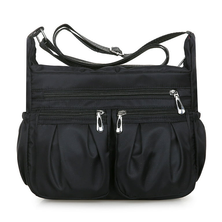 Nylon crossbody bag with pockets