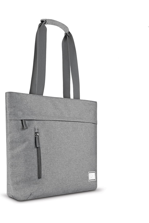 Tote Bag for Women - Professional Handbag for Work & Travel, Laptop Purse with Padded Compartment, Front Zippered Pocket, Fits 11"-15.6" - Re:Store, Gray