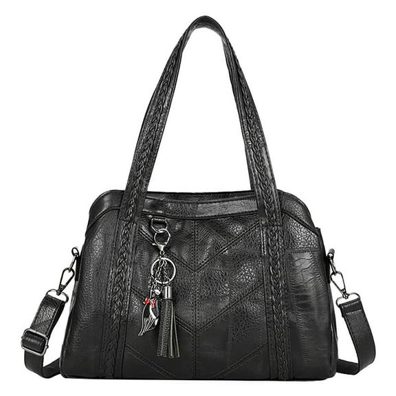 Crossbody Bag with 3 Compartments for Women with Tassel Ladies Soft PU leather Purses and Handbag Pocketbooks Ladies Top Handle Satchel