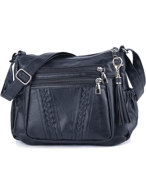 Crossbody Bags For Women Ladies Pocketbooks Soft PU Leather Medium Roomy Purses and Handbags Multi Pocket Shoulder Bag