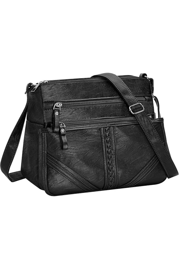 Crossbody Bags For Women Pocketbooks Soft PU Leather Purses and Handbags Multi Pocket Shoulder Bag