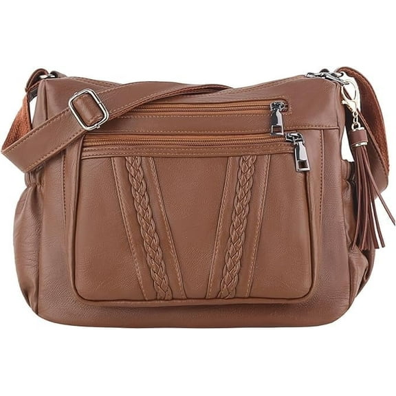 Crossbody Bags For Women Pocketbooks Soft PU Leather Purses and Handbags Multi Pocket Shoulder Bag
