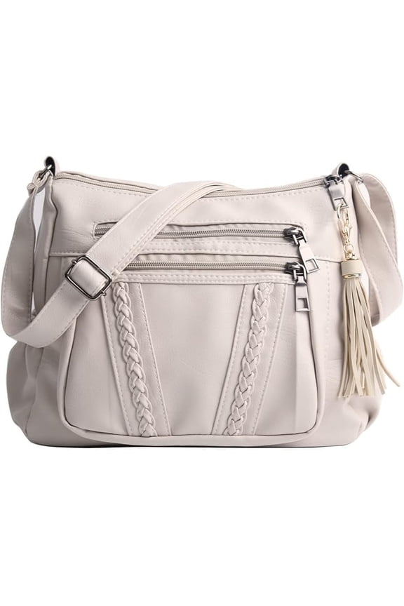 Crossbody Bags For Women Pocketbooks Soft PU Leather Purses and Handbags Multi Pocket Shoulder Bag